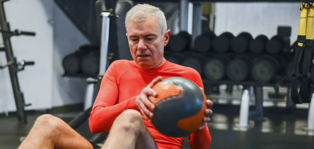 man at gym, workout ball, exercise